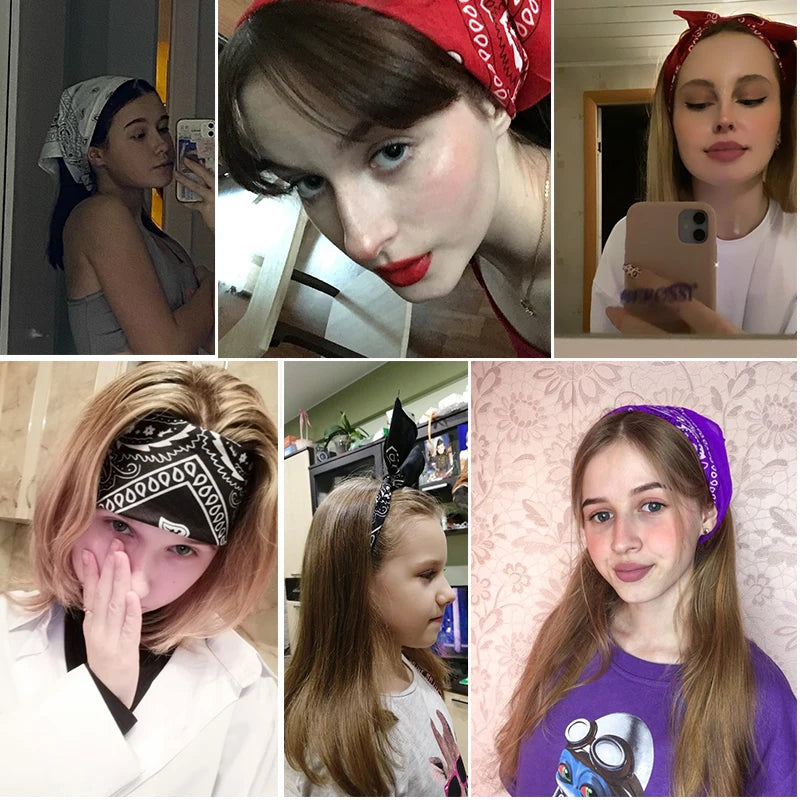 Headbands Cotton Print Bandana Head Scarf Headwraps Women Designer Headwear Double Sided Head Wrap Men Masks Face Hijab Scarves Qme