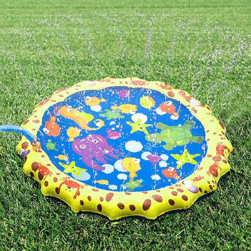 PVC water jet pad 100/170CM yellow ocean sprinkler pad Summer outdoor children's sprinkler fountain interactive toy Qme