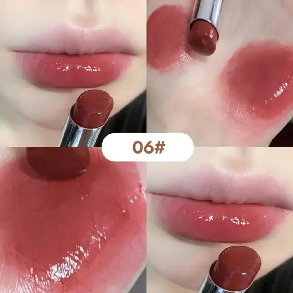 6 Colors Silky Glossy Lipstick Gege Bear Pump Lips Moisture Water Comfortable Ultra Sheen Non-Stick Cup Lip Balm Qme 06