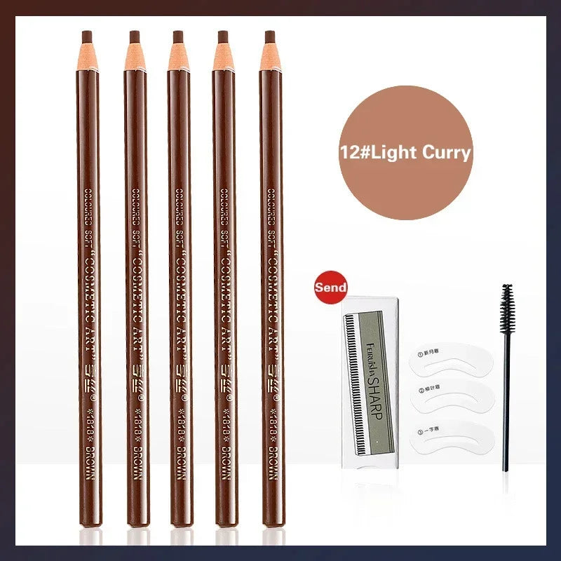 Waterproof Art Tint Makeup Eye Brow Pen 5pcs Professional Microblading Pencil Eyebrow Tattoo Tint Enhancers Cosmetic Wholesale Qme 5Pcs-12