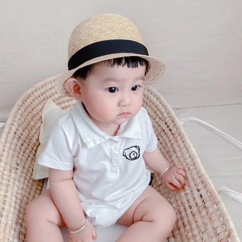 Korean Tide Baby Straw Hat Summer Cute Bowler Sunshade Beach Qme