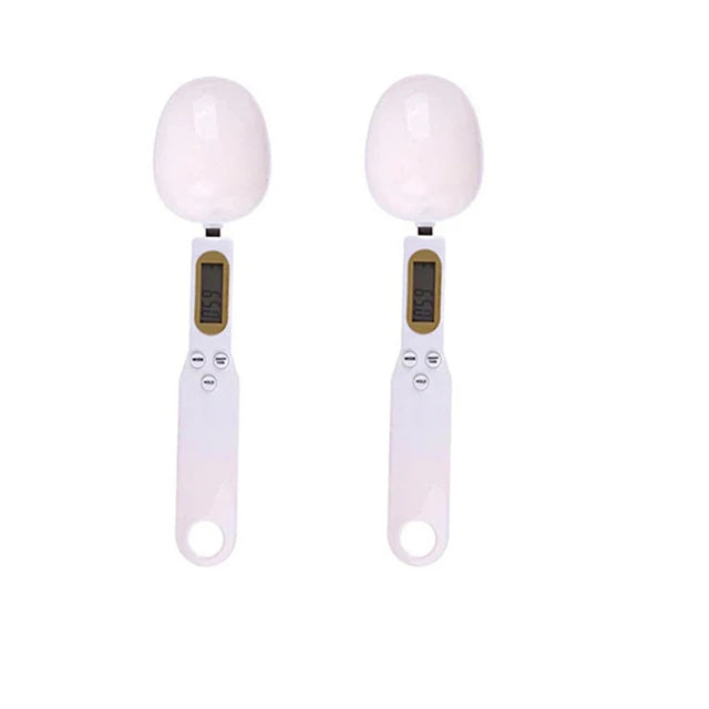 Mini Spoon Scale Digital Kitchen Scale Electronic LCD Food Scale 0.1-500g Cooking Flour Milk Coffee Powder Weight Measure Spoon Qme 2PCS White 1Kg