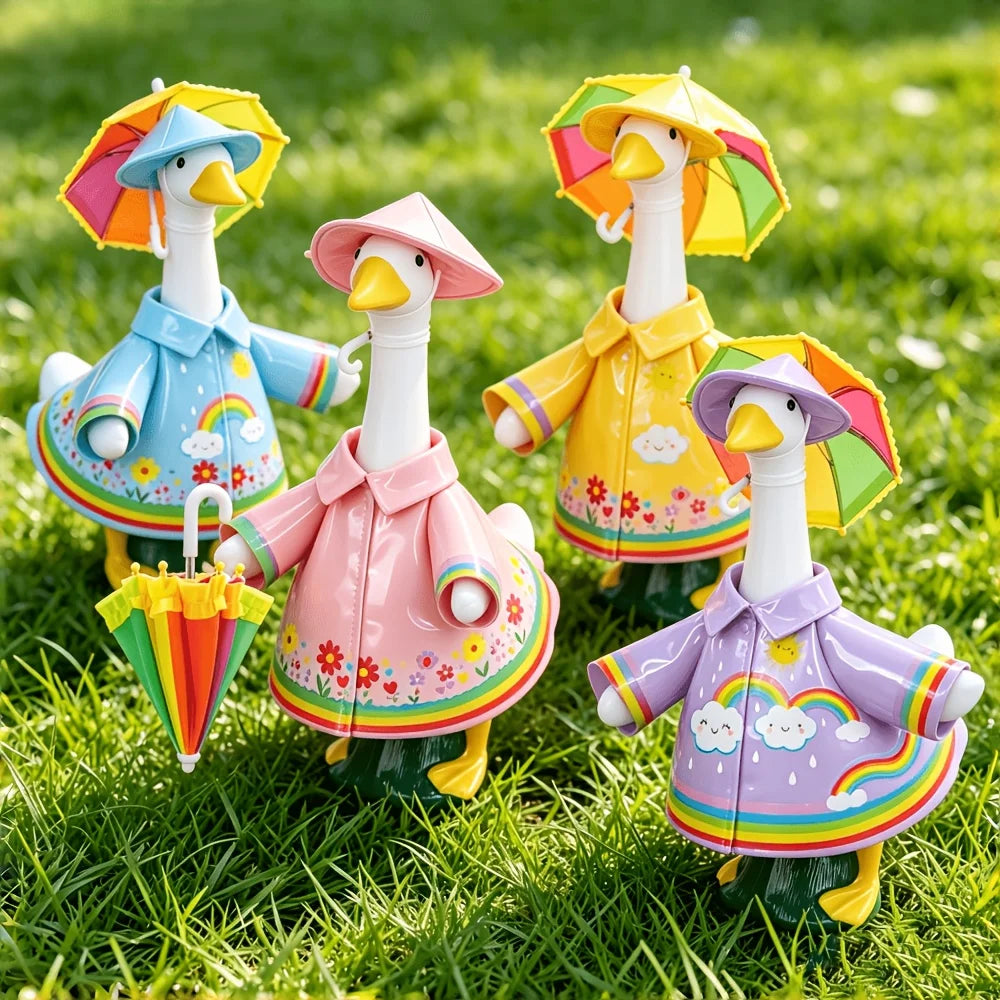 3 Pcs/Set Raincoat Porch Goose Outfits Summer Lawn Goose Statue Raincoat Costume Yard Goose Clothes Raincoats Umbrella Hat Qme