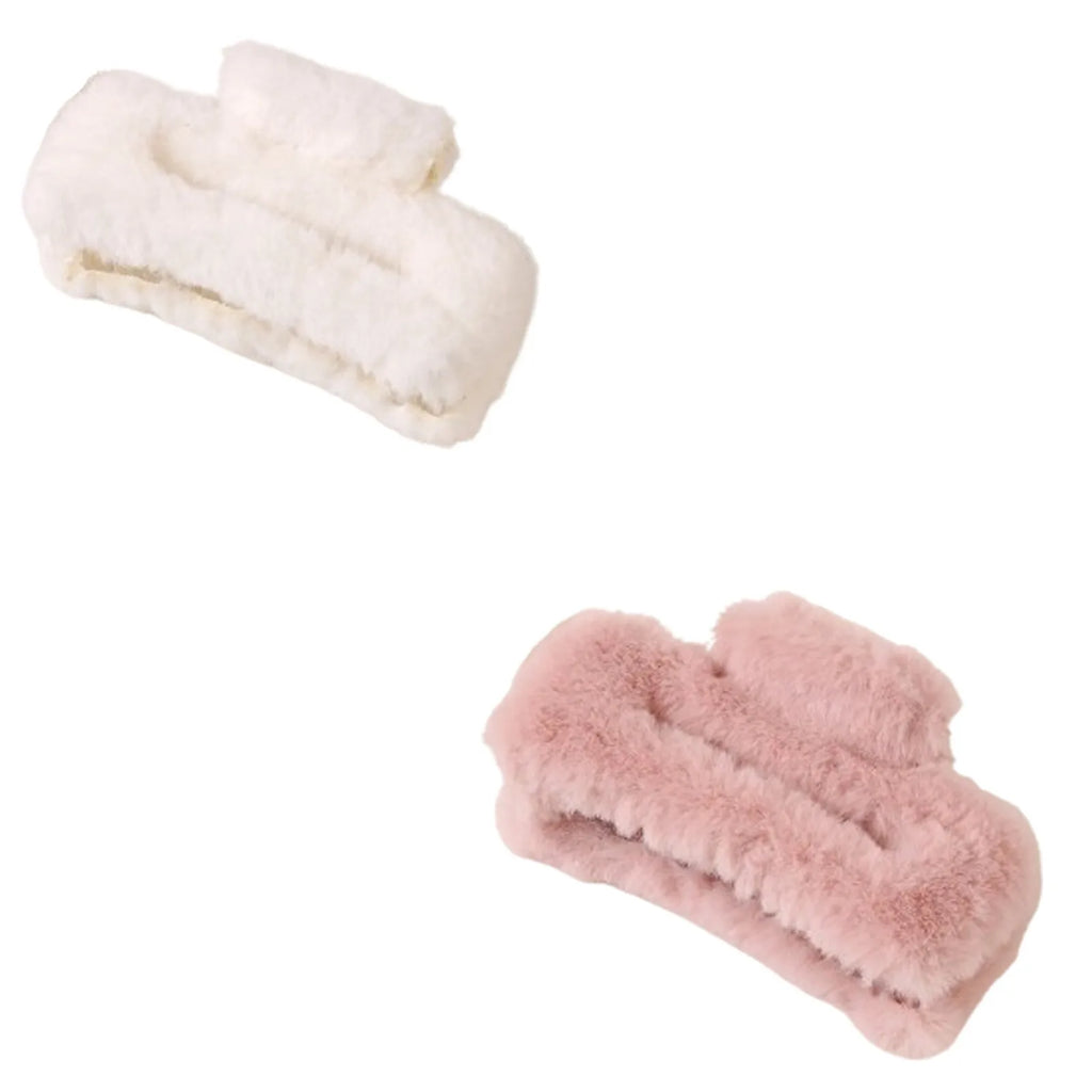 Large Solid Color Plush Hair Claw New Women's Hair Headwear High-End Feel Shark Claw Hairpin Fashionable Hair Accessories Qme