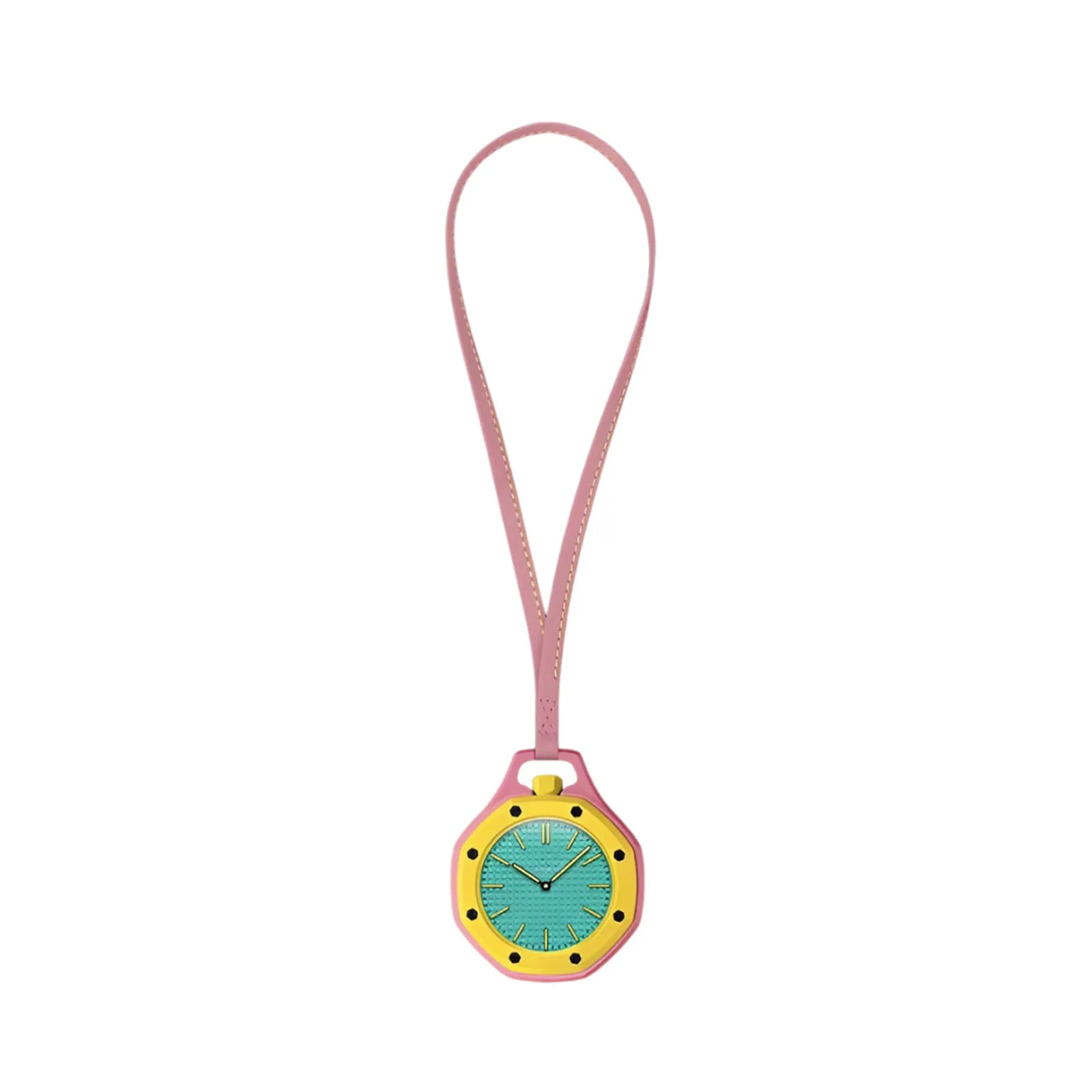 Octagonal Pocket Watch Necklace with PU Leather Lanyard Casual Hanging Watch Quartz Movement Candy Color Fashion Pendant Watches Qme Macaron