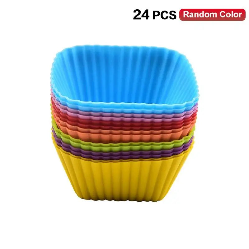 12 Silicone Lunch Box Dividers Bento Dish Cups Salad Dressing Kid Qme Square 24PCS