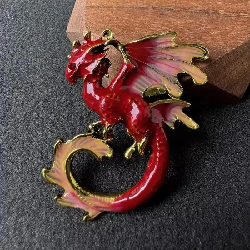 Vintage Enamel Dragon Brooch Hypoallergenic Durable Fashion Jewelry for Daily Wear Cosplay Anniversary Gift for Her Qme A2