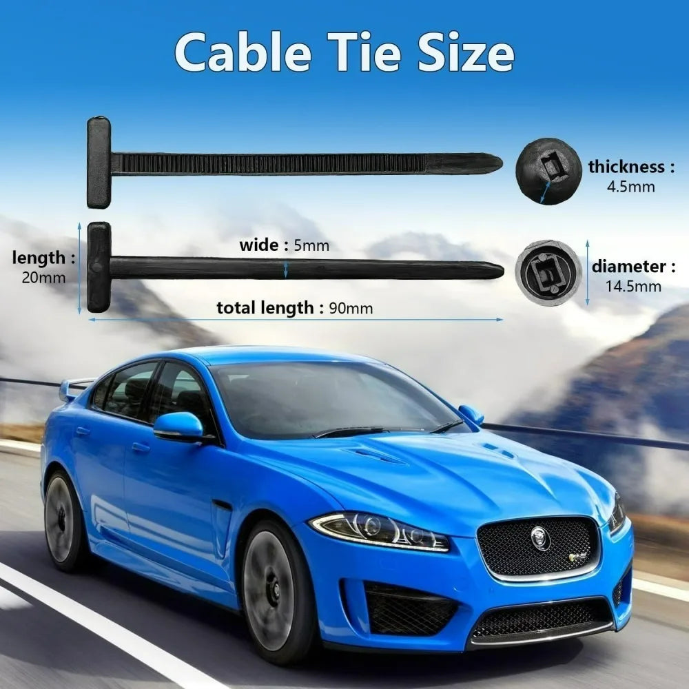 Universal Cable Ties Nylon Fixed Buckle Car Leaf Panel Trunk Cover Self-Locking Heavy Duty Zip Ties Fasteners Cable Organizer Qme