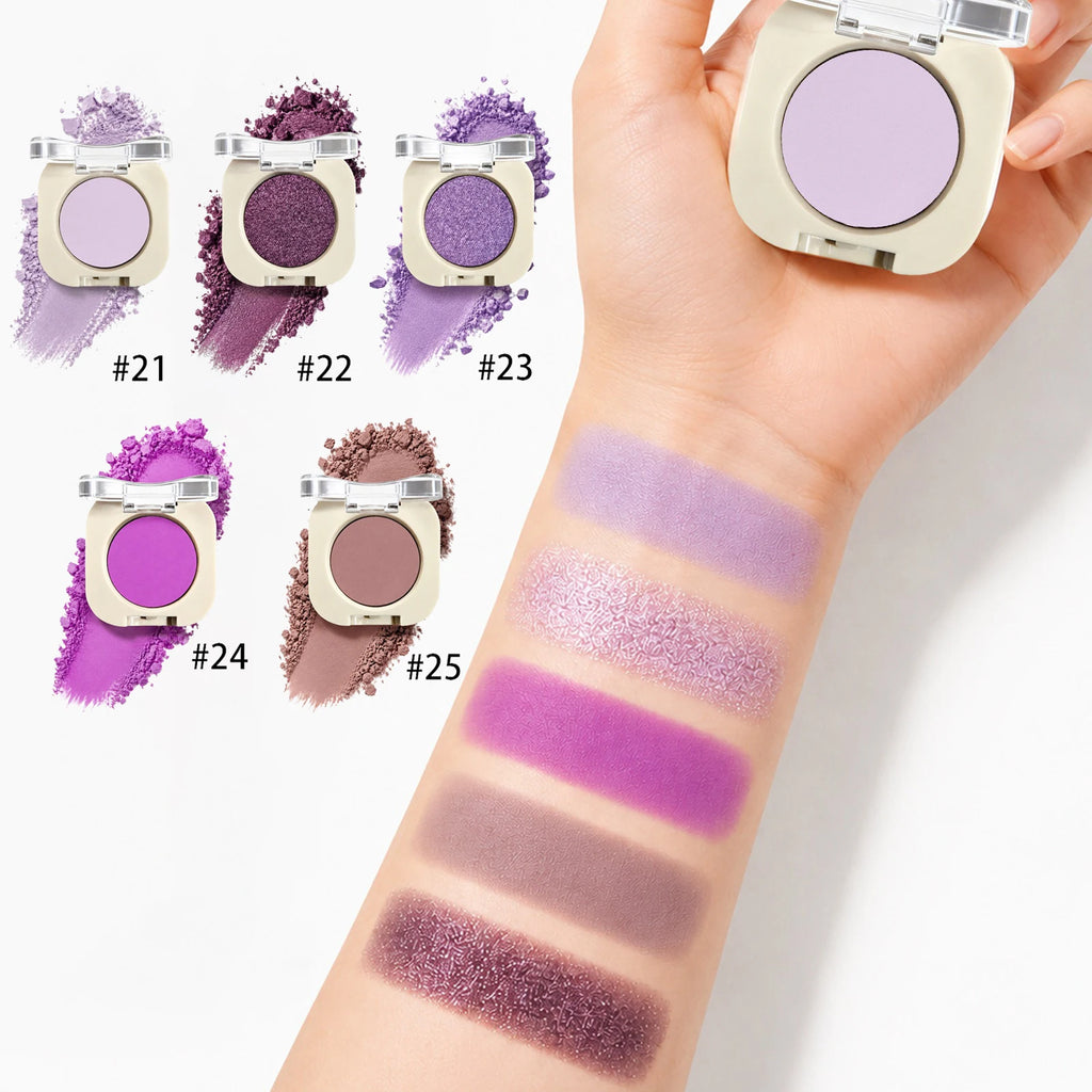 Purple Single Eyeshadow Matte Shimmer Metallic Waterproof LongLasting Highly Pigmented Velvet Smooth Blendable Eye Shadow Makeup Qme