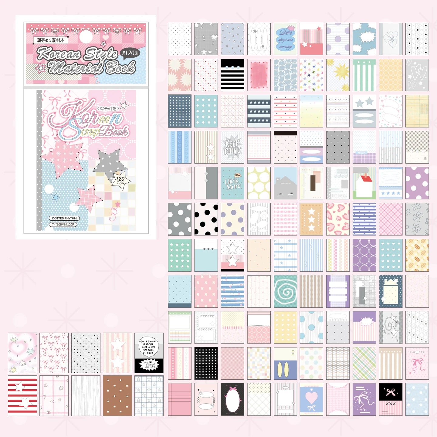 TIANZI 120 sheets M5 Diary Album Background Papers Cute Style DIY Scrapbooking Decoration Stationery Supplies for Junk Journal Qme B-120 sheets