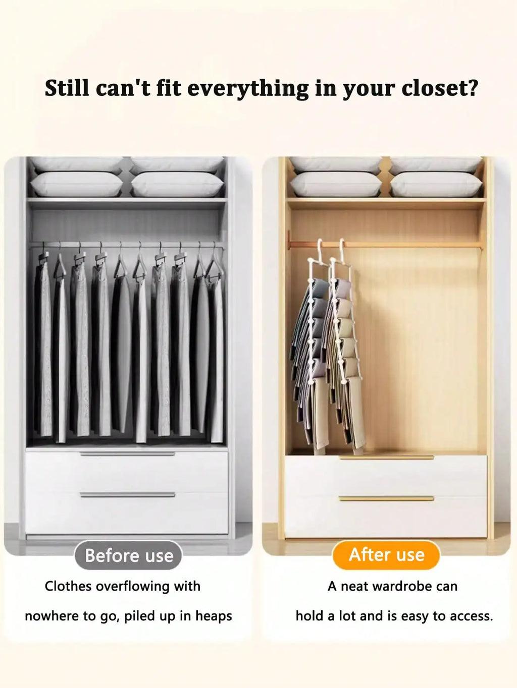 Multi-layer Pants Hanger Clothing Forms Space-saving Non-slip Qme