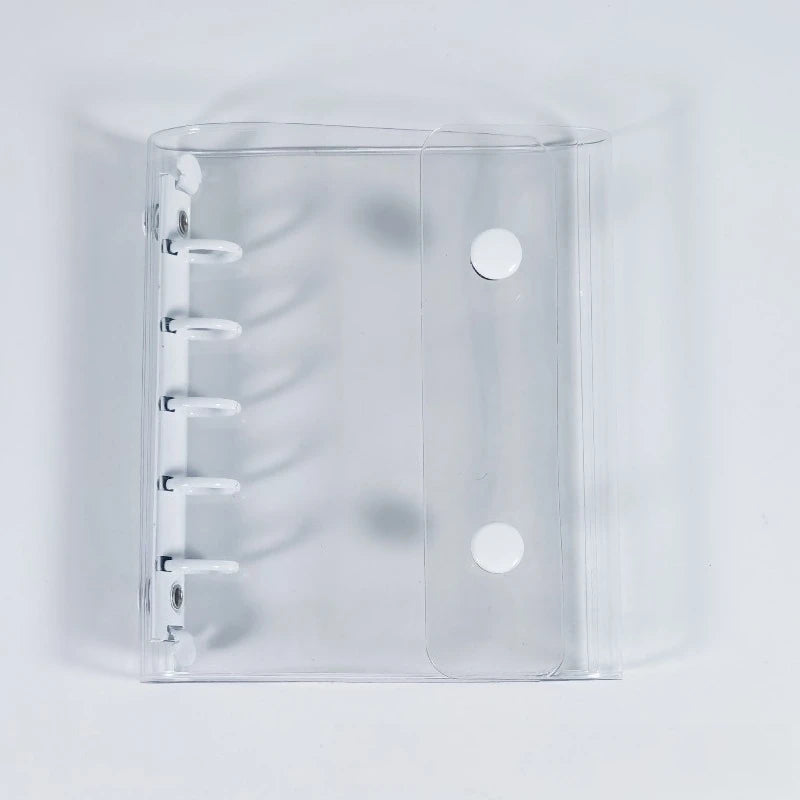 Transparent PVC Binder Cover 5-Hole Tri-fold Design Mini Notepad Qme M5 White