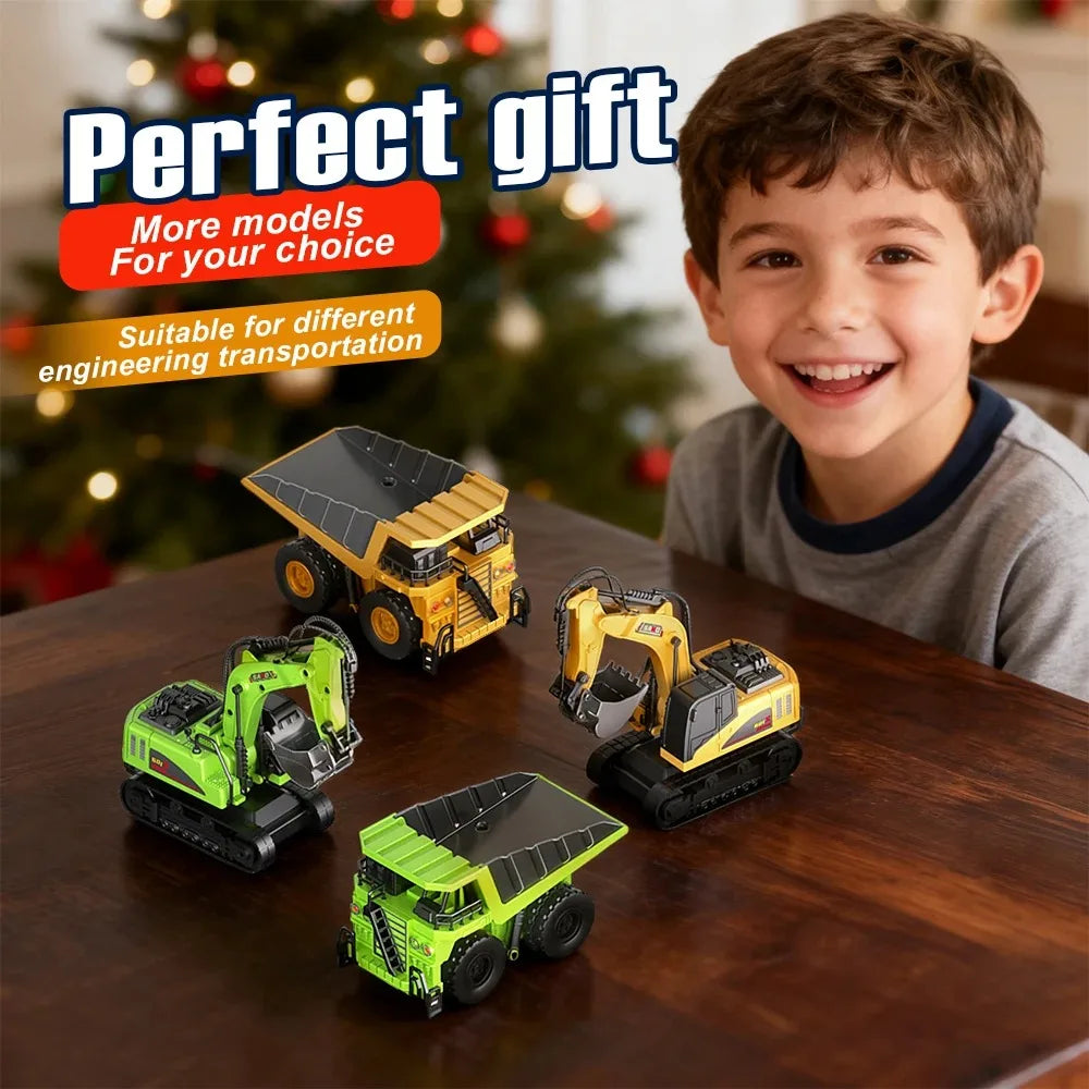 Bluetooth Remote Control Crane And Forklift two-in-one Desktop Mini Alloy Toy Car Model With Trailer Christmas Gift In Color Box Qme