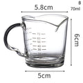 70/75ml Espresso Shot Glass Double Spout Glass Measuring Cup Heat-Resistant Handle Clear Scale Wine Milk Coffee Measure Jug Qme B