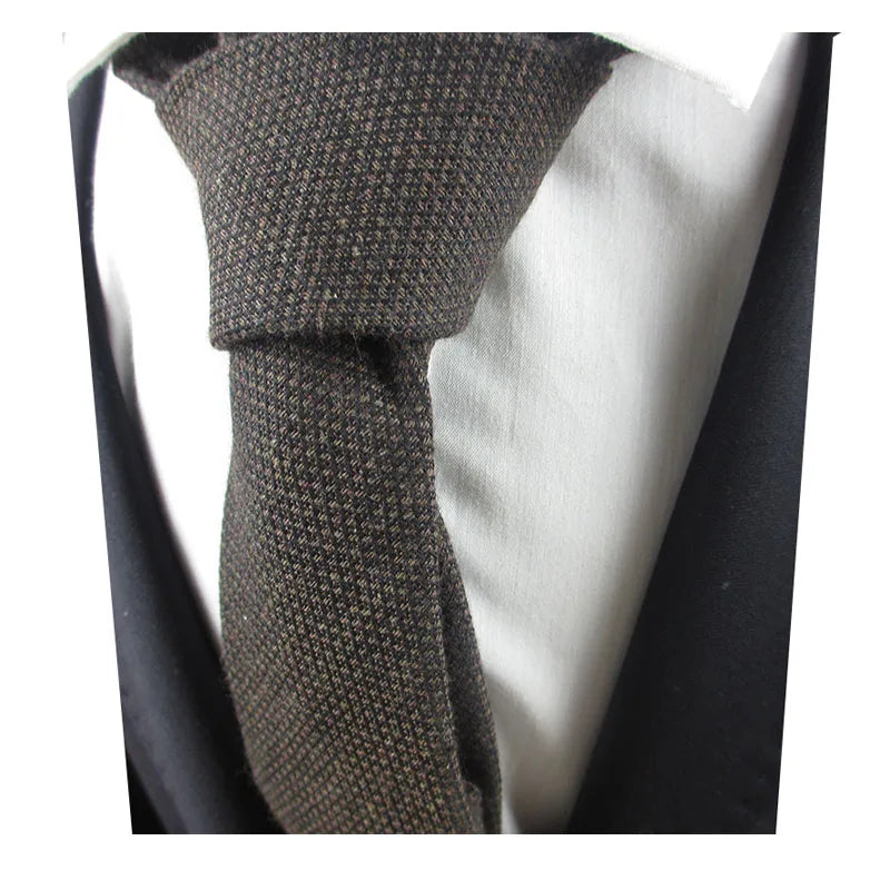 Fashion Mens Necktie Solid Wool Ties Jacquard Woven Ascot Navy Blue Qme COLOR12