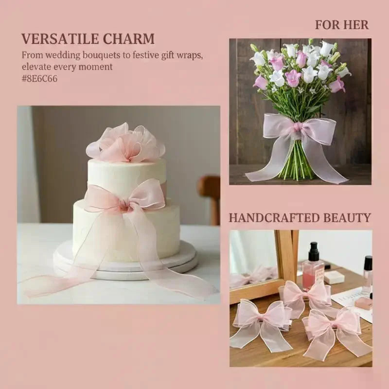 10Yards Organza Solid Ribbon Wavy Edge Flower Bouquet Gifts Packaging Qme