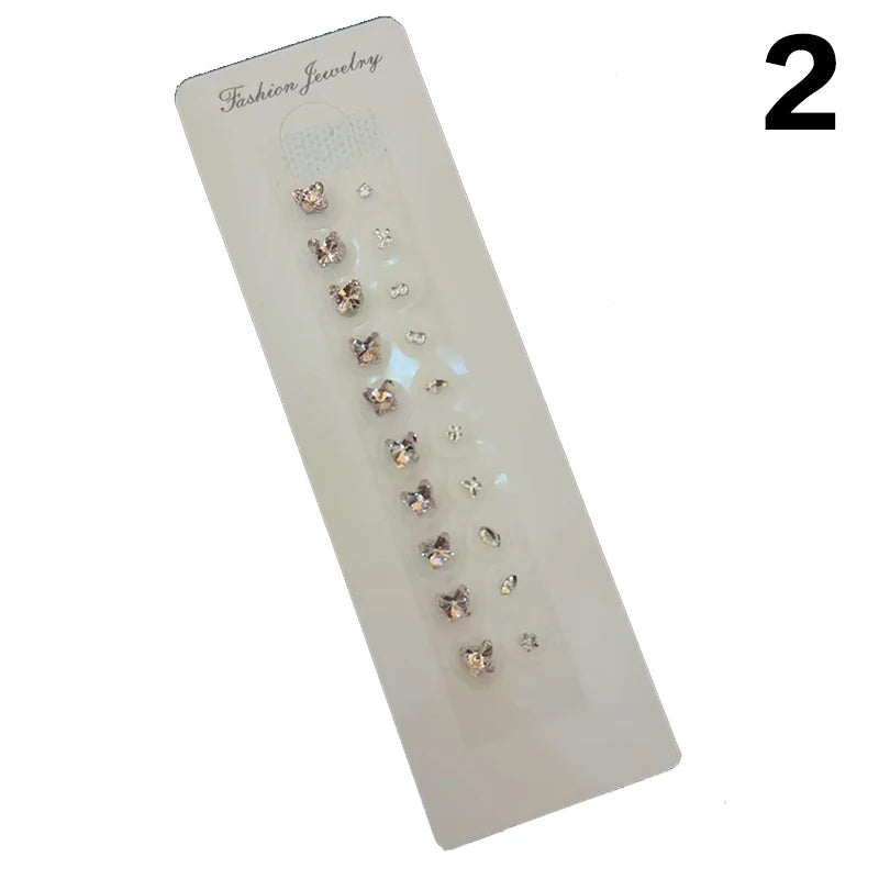 Fashion Bowknot Colorful Rhinestone Pearls Ear Point Stickers Qme 2