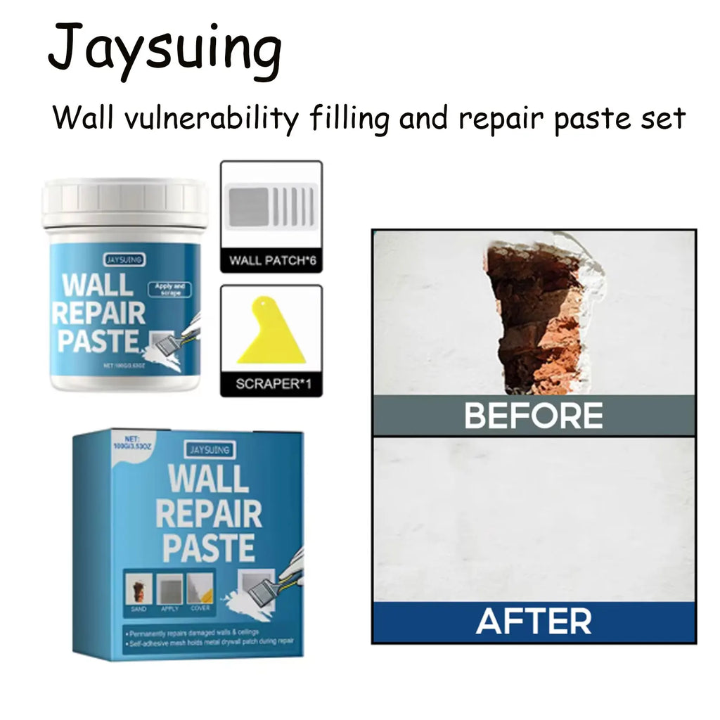 Jaysuing White Wall Repair Paste Quick-Drying Mouldproof Home Renovation Paint for Holes Peeling Gaps Drywall Mending Kit Qme