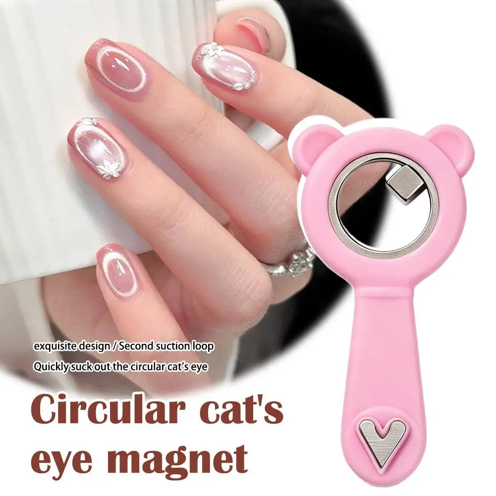 2-in-1 Hollow Cat Eye Nail Art Magnet Black Hole & Love Effect Bear Silicone Ring Circular Magnetic for DIY Gel Manicure Tools Qme