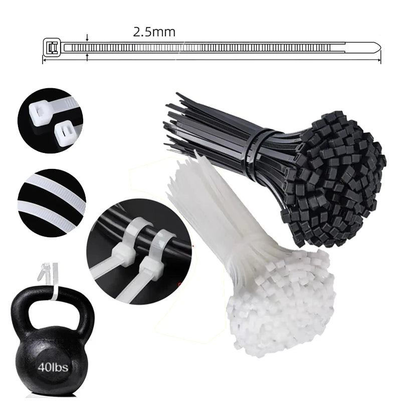 Plastic Clamping Collar Cable Tie Clamping Scratch Cable Attache Cable Velcro Self Locking Nylon Cables Ties Fastening Width 2.5 Qme