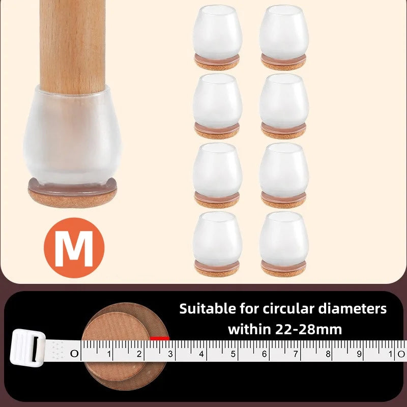 8/16PCS Chair Leg Protector TPE Diagonal Leg Table and Chair Floor Protection with Felt Furniture Leg Cover Furniture Sliders Qme CircularTransparen M 16pcs