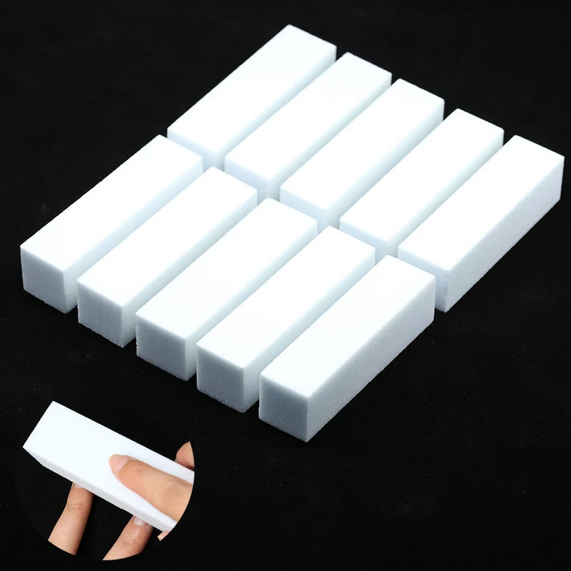 Nail Art Buffer Grinder Buffing Block White Nail File For Pedicure Tips Manicure Care Sponge Buffer Gel Polish Accessories Tools Qme