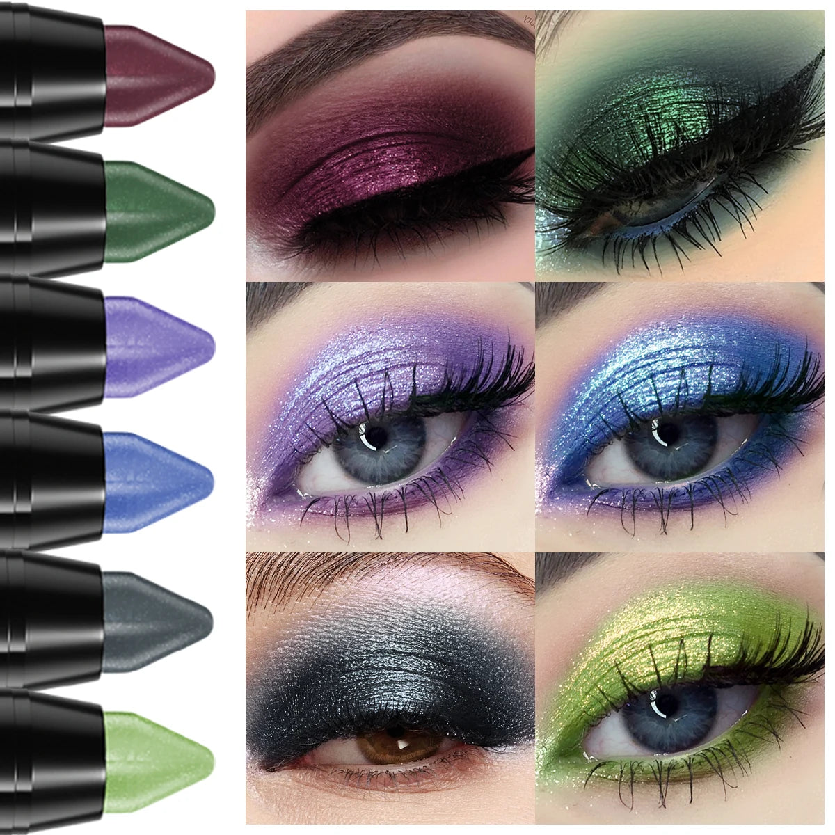 Metallic Purple Green Blue Eyeshadow Pencil Glitter Silkworm Liner Qme 602