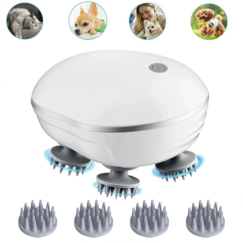 Adjustable Speed Red Light Head Massager Soft Silicone Scalp Care Qme WHITE USB Type-C