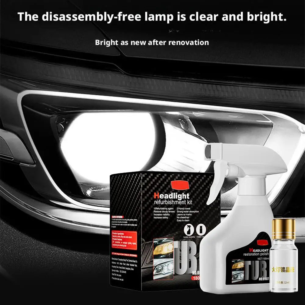 Headlights Cleaner Car Lights Cleaner Coating Spray Hydrophobic 180ml Polishing Anti-Fog Compound For Auto Detailing Windshield Qme