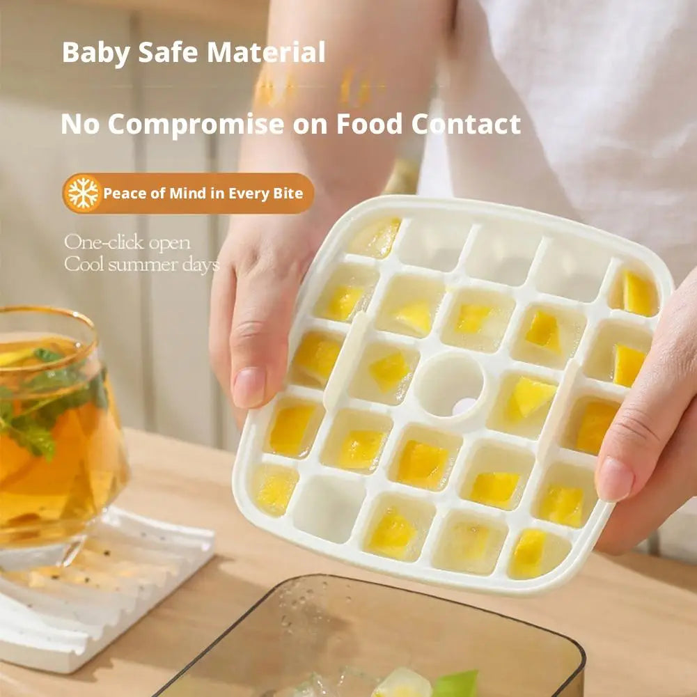 Ice Cube Tray Lid Bin Space-saving Small Bucket Tongs Easy Release Qme