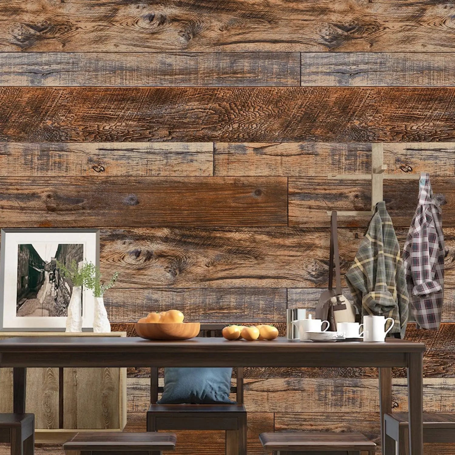 Brown Wood Wallpaper Peel Stick Shiplap Self Adhesive Contact Paper Qme