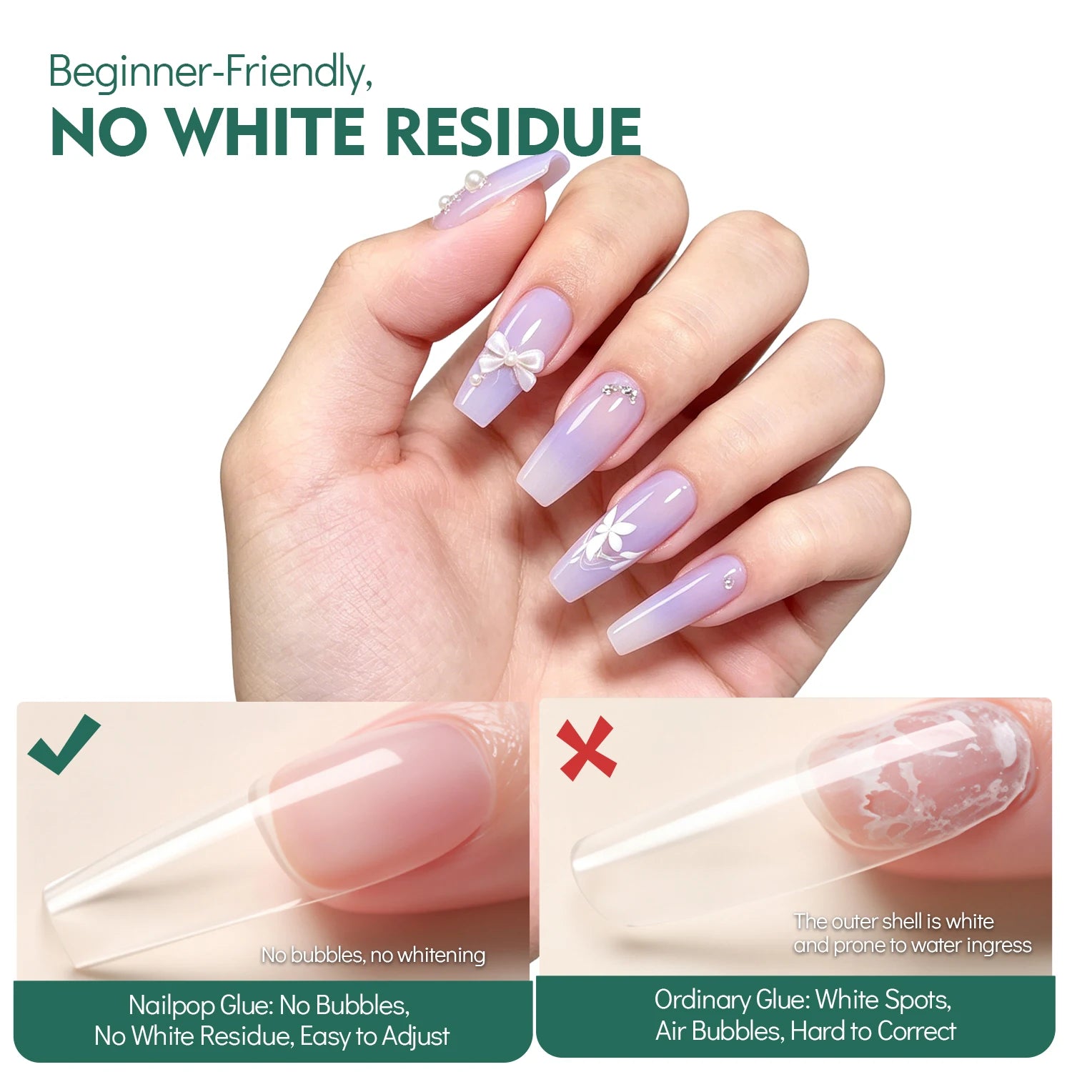 Nailpop Nail Safedry Eco Adhesive Strong Hold Non Whitening Gentle Qme