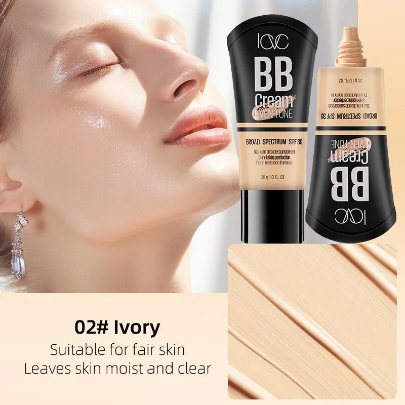SPF30 Moisture Sunscreen BB Cream Liquid Face Base Foundation Qme Ivory