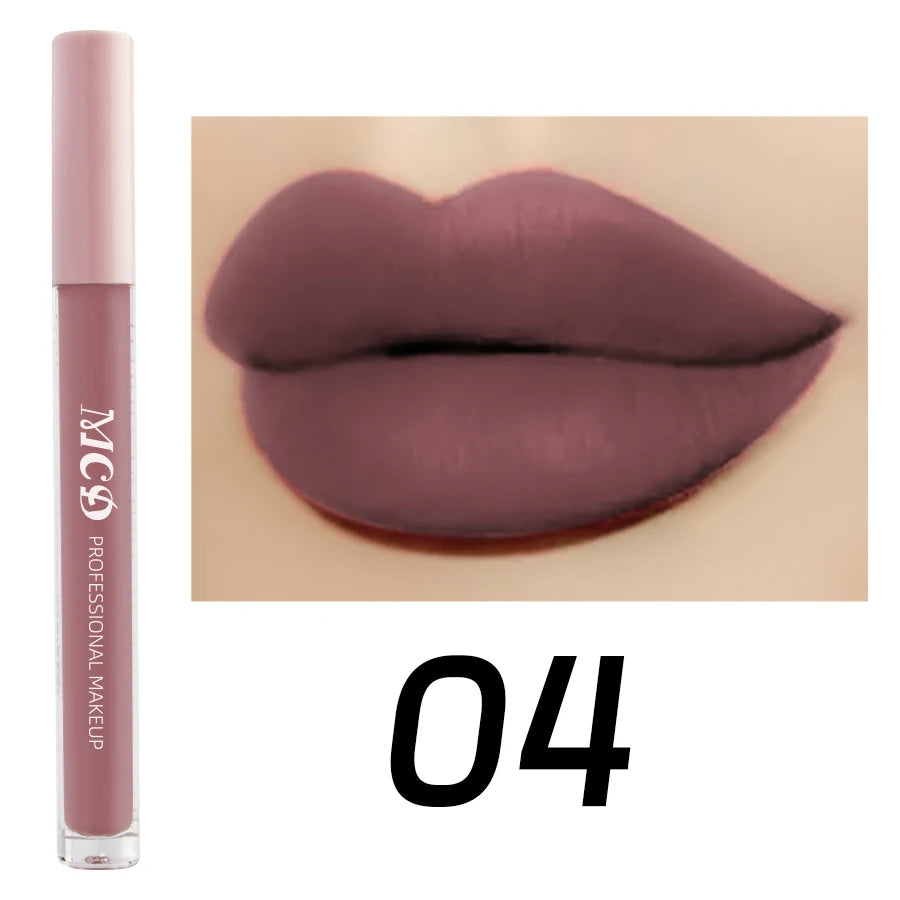 Dark Brown Matte Velvet Lip Gloss Waterproof Liquid Lipstick Nude Qme 04