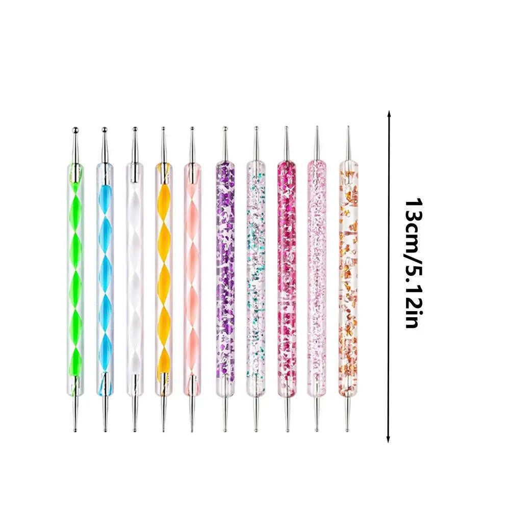 Nail Dotting Tool 10 Manicure Decorating Tools Painting Pens Women Qme set China Mainland
