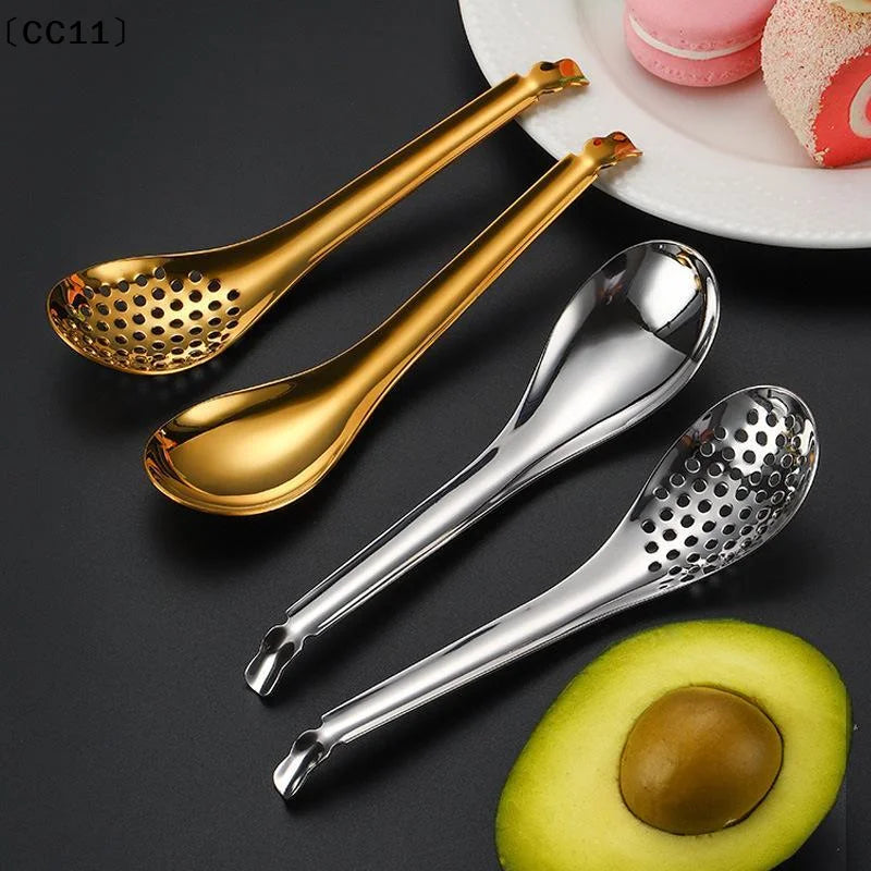 Stainless Steel Kitchen Spoon Cuisine Caviar Builder Roe Sauce Qme