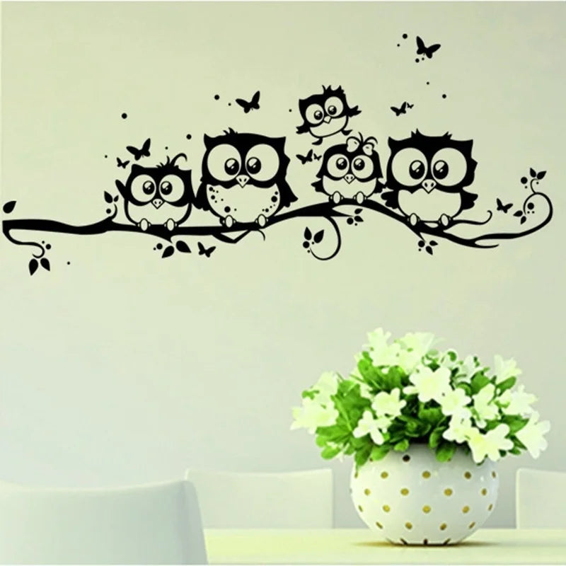 Owls Wall Sticker Tree Animals Bedroom Owl Butterfly Home Decor Qme Default Title