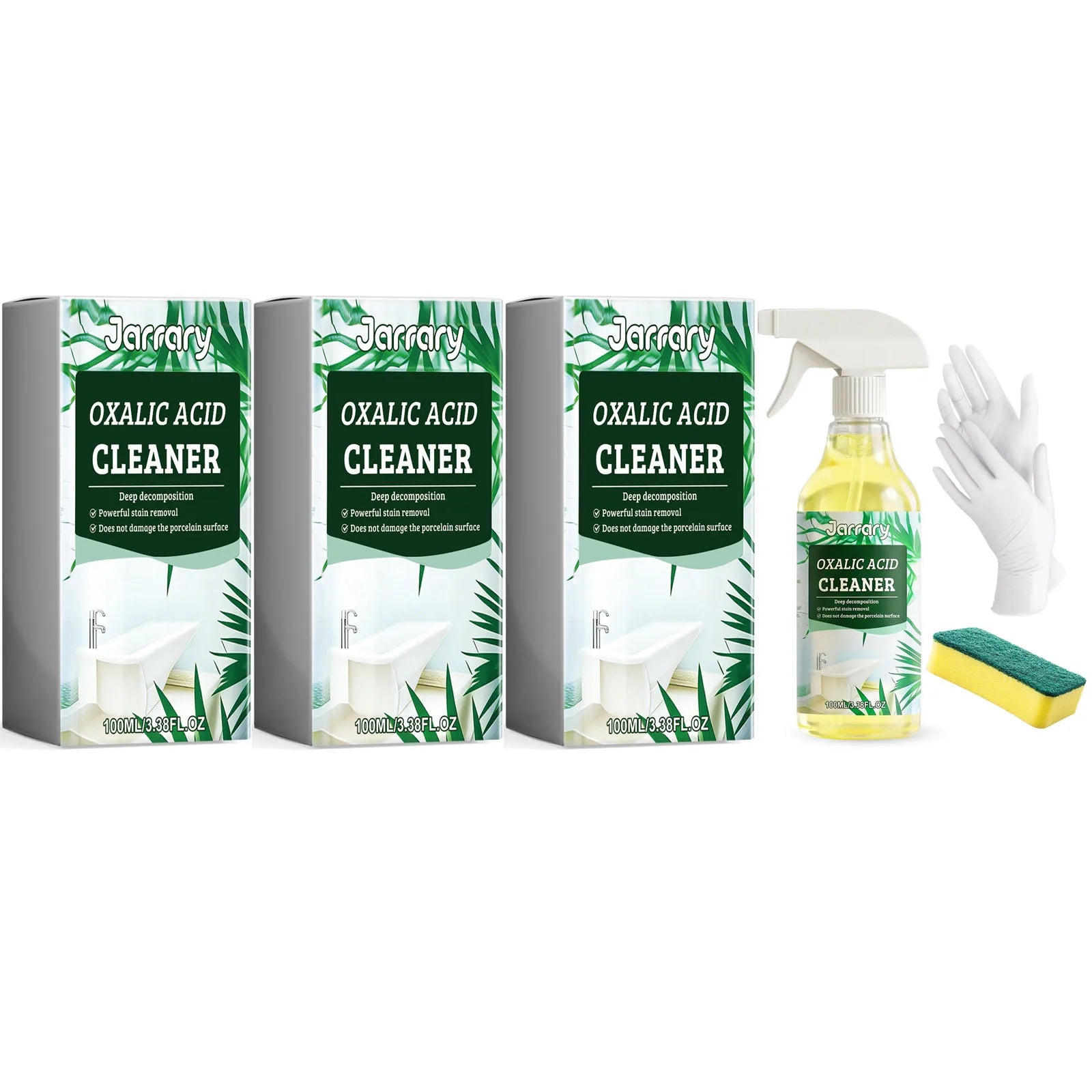 Oxalic Acid Cleaner Spray Quickly Dissolve Limescale Remove Stubborn Dirt Protect Surface Material Multipurpose Bathroom Cleaner Qme 3 x 100ML Boxed