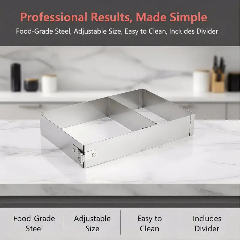 Rectangular Cake Mold Ring Adjustable Stainless Steel Square Mousse Qme