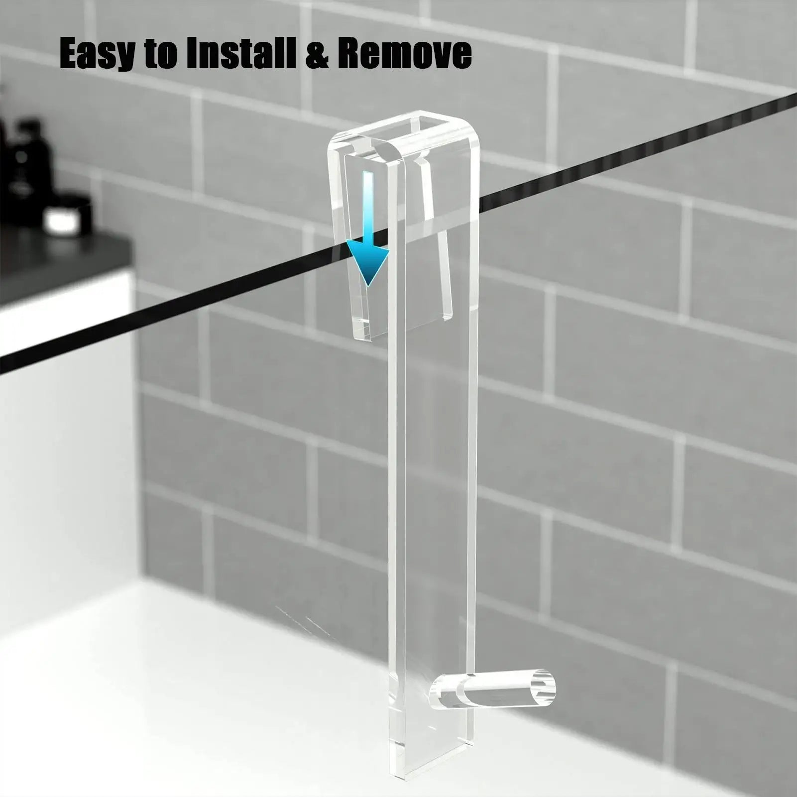 Shower Door Hooks Anti-slip Acrylic Bathroom Sturdy Durable Qme