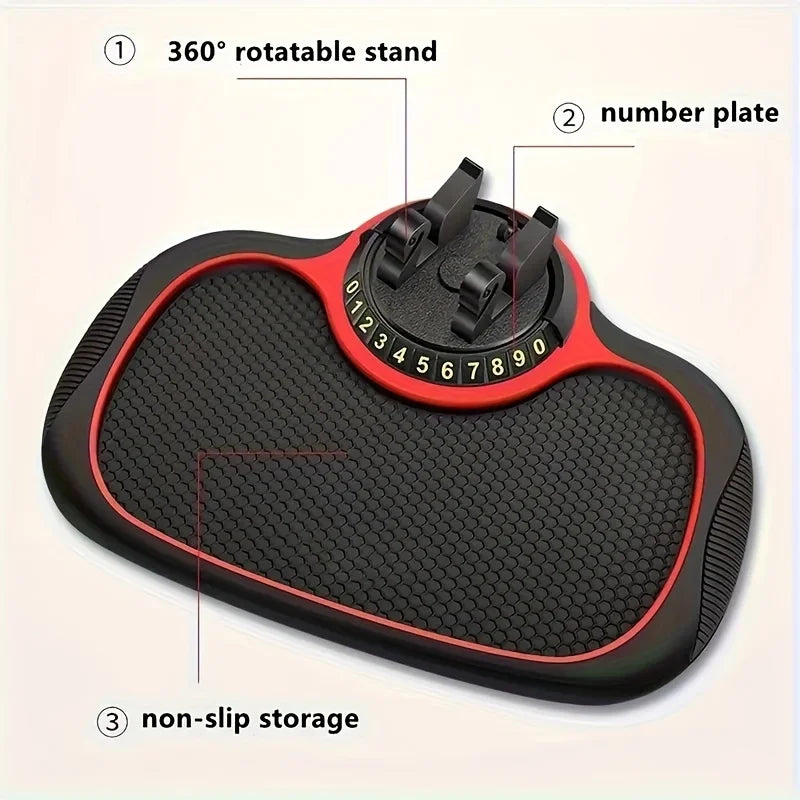 1pc 360° Rotating Swan-Shaped Car Anti-Slip Pad with Phone Holder, Dashboard Navigation Mounting Mat Qme