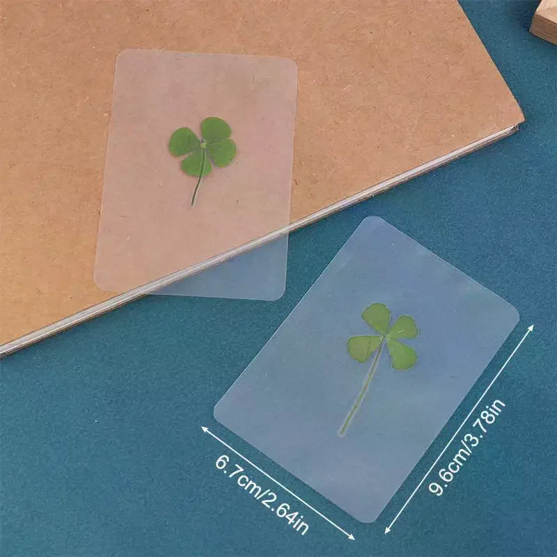 1 5 Lucky Clover Postcards Natural Grass Transparent Wishing Cards Qme