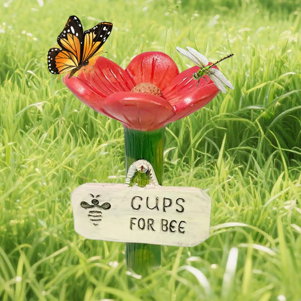 Bee Waterer Flower Shaped Bee Feeder Drinking Cups Hygienic Colorful Thirsty Pollinators Feeder Cups for Garden Lawn Patio Farm Qme