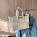 Female Tote Bag Korean Version Handbag Premium Trendy Retro Commuter Qme Beige