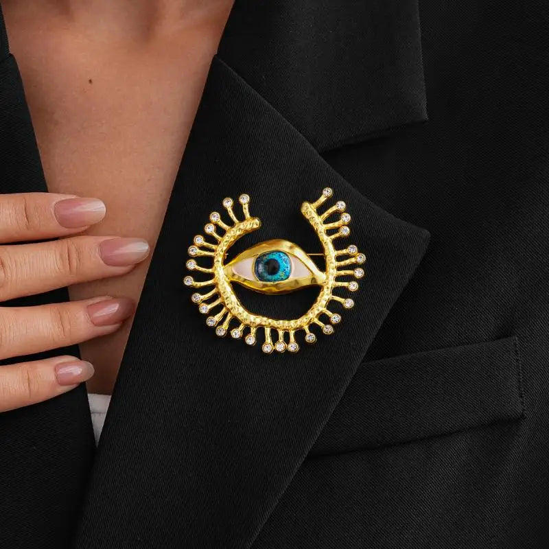 Pleated Devil's Eye Brooch Alloy Keyhole Shape Glaze Luxury Badge Pin Trendy Tassels Banquet Clothes Metal Pin Qme