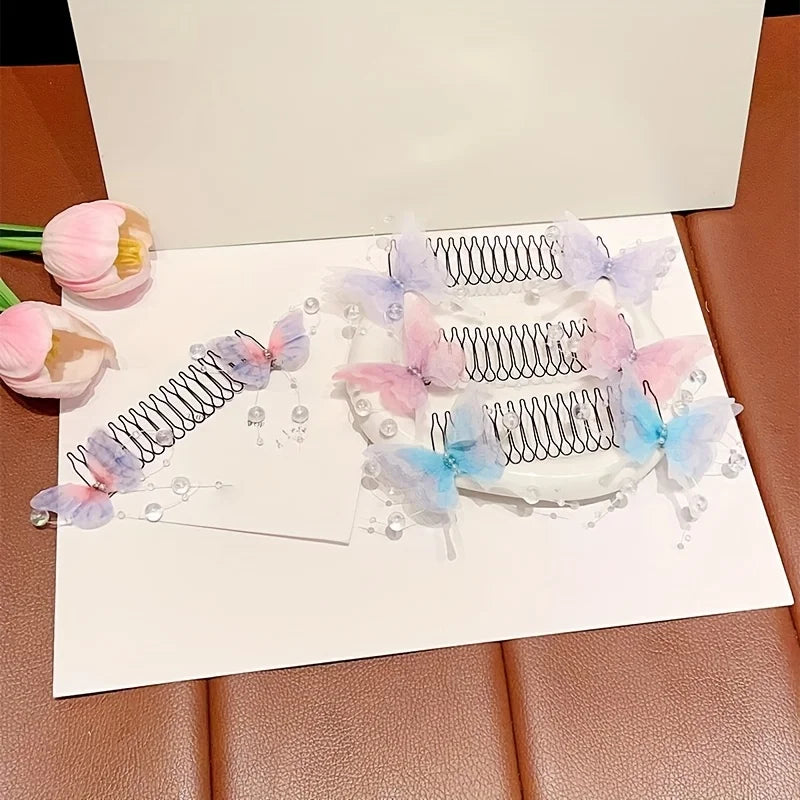 Cute Invisible Butterfly Hair Clip, Stretchable Invisible Hair Clip, U-shaped Hair Trimming Fixed Comb, Hair Accessory Hair Rack Qme