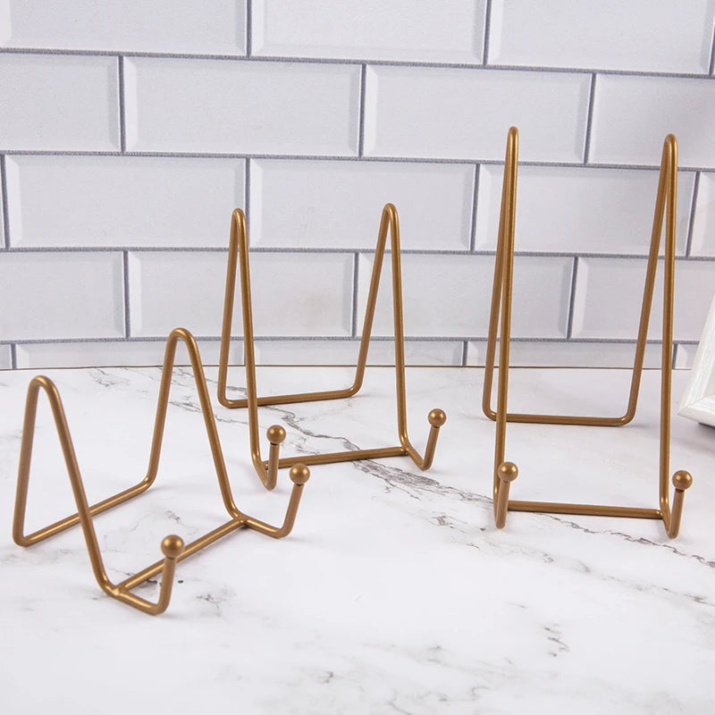 Iron Art Magazine Display Stand Dish Rack Picture Frame Photo Book Pedestal Holder Storage Ornaments Tabletop Art Qme