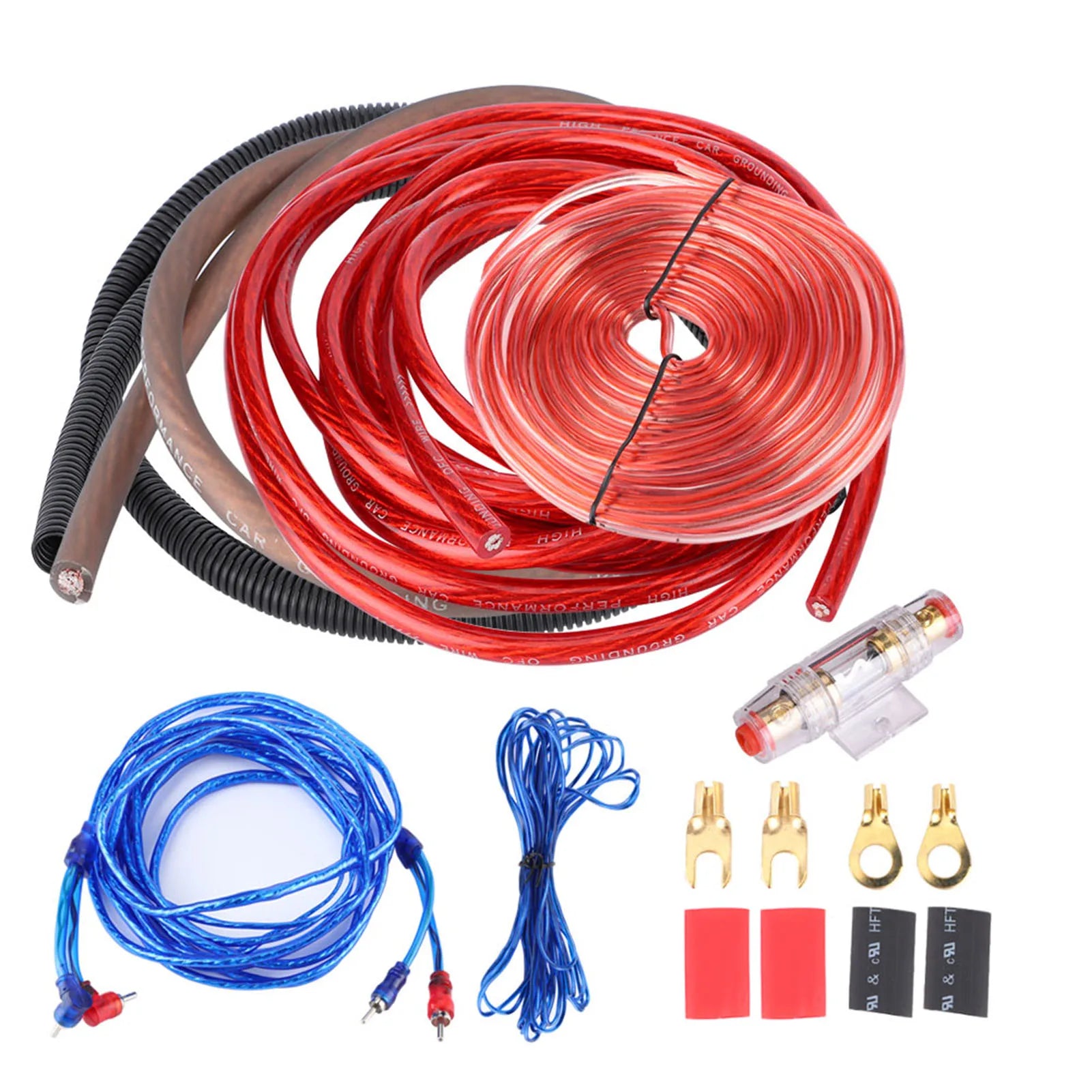 Block Blue 2800W High Density 4 Guage ABS Plastic Metal Audio Amplifier Wire Kit for Car Qme as pic