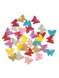 100pcs 27x22mm Glitter Colorful Butterfly Patches DIY Scrapbooking Supplies Crafts Headdress Accessories Costume Art Decoration Qme mixed-100pcs