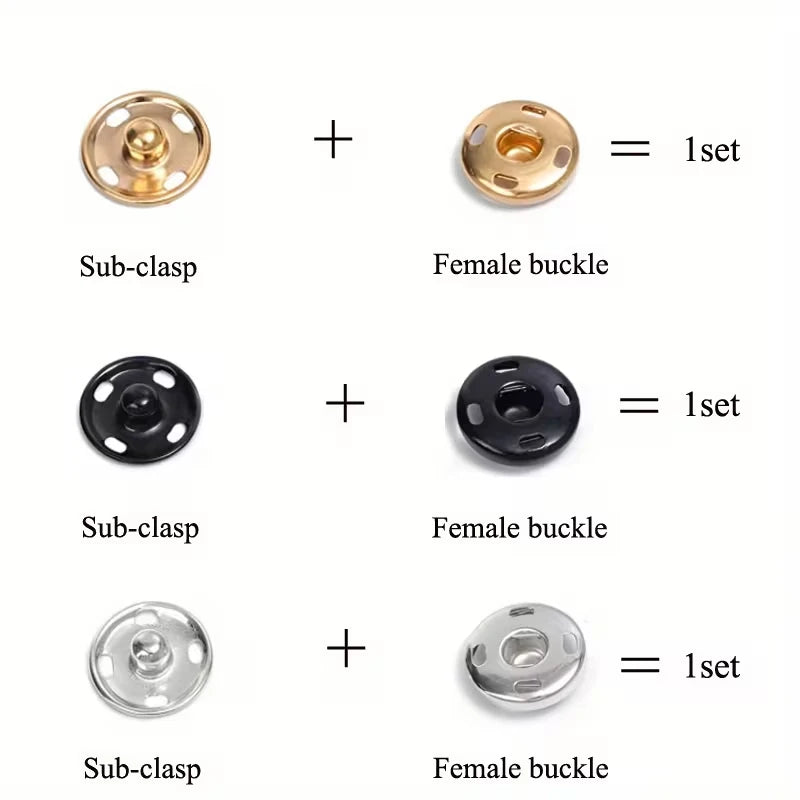 10 sets of four eye buckle bags -10mm/0.39-inch metal invisible buckles, suitable for outerwear/jacket/hand sewn accessories Qme